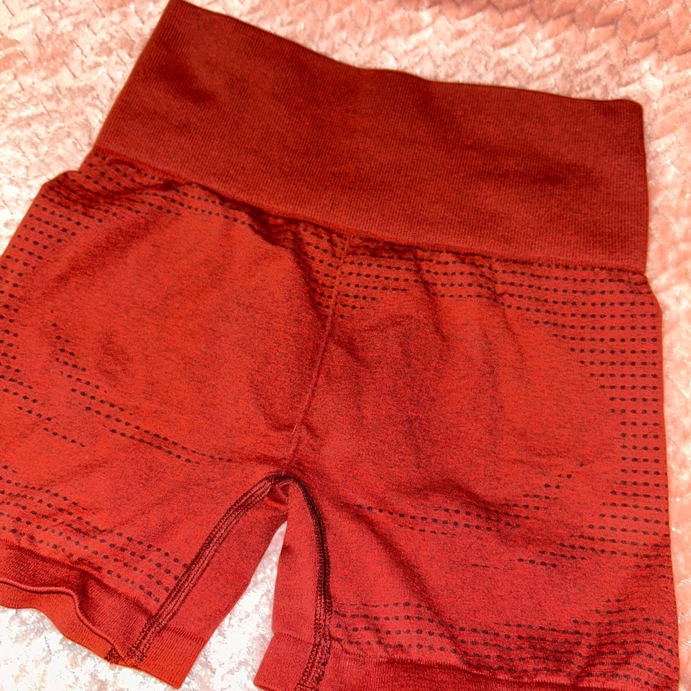 Red Women's Athletic Shorts - Picture 2 of 3